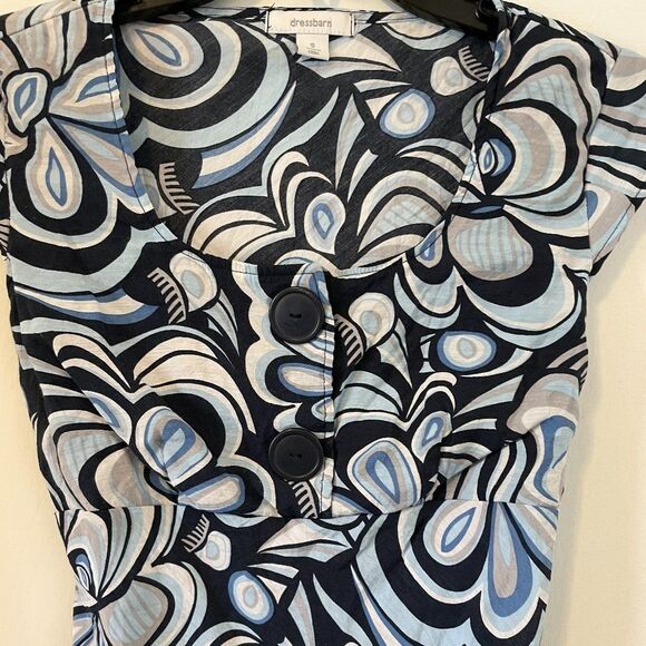 Dress Barn Floral Boho Square Neck Short Sleeve Fitted Womens Top Size S - Picture 2 of 6